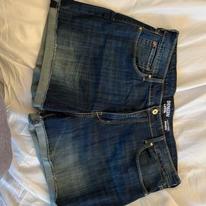 Dark wash jean shorts, size 18